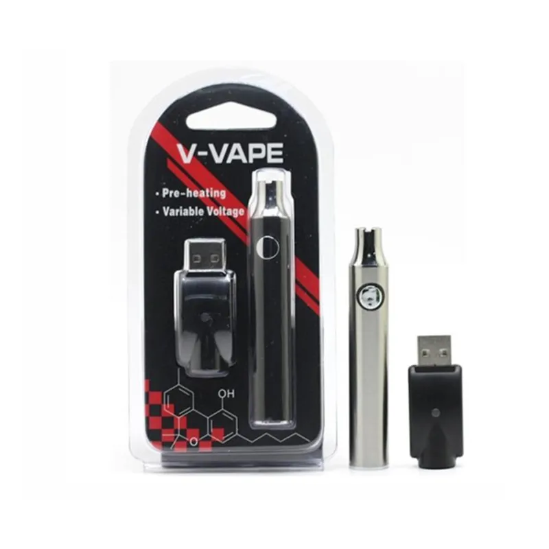 Heißestes V-VAPE LO vorheizen VV-Batterie-Blister-Kit 650 mAh variable Spannung mit 510 USB-Ladegerät für Wachs-Dicköl-Vape-Kartusche