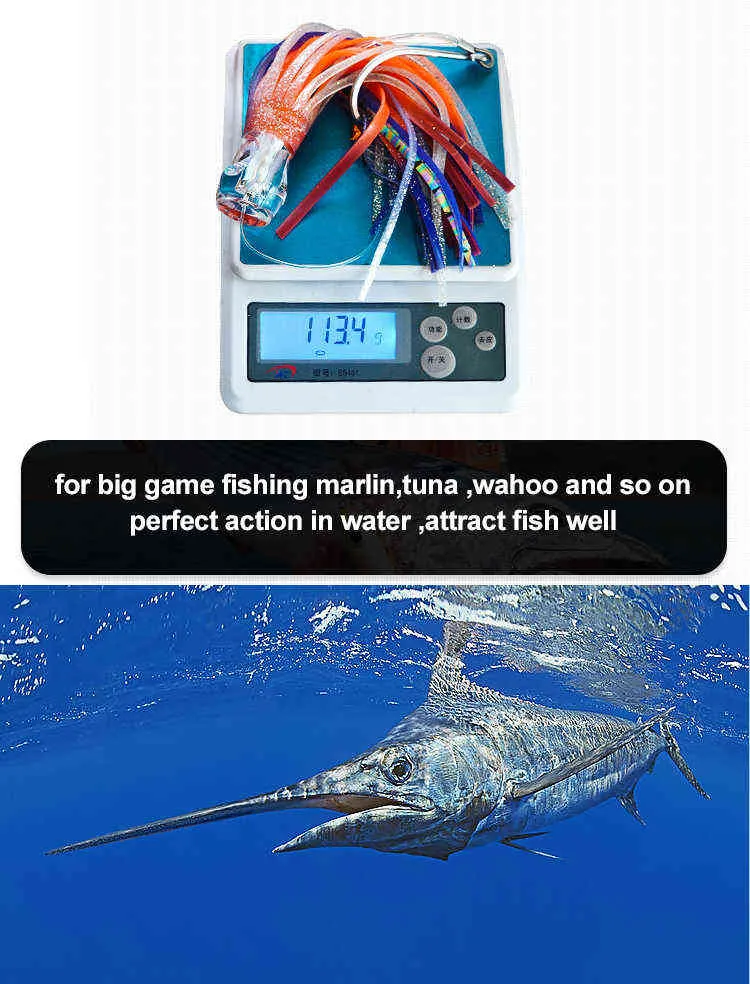 9 Inch Rigged Marlin Lures With Mesh Bag Tuna Kingfish Big Game