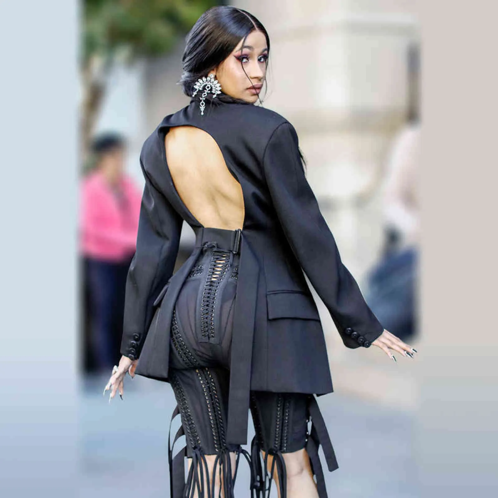 Cardi B Ataca Encaje Arriba Blazer Ininterrumsable 2 Piezas Pantalones  Conjunto Borla Ojal Adornado Hebilla V Cuello Ropa De Exterior Sexy Malla  Sexy 211105 De 24,62 € | DHgate