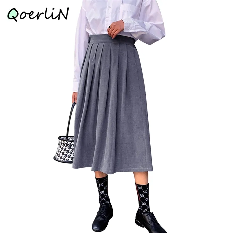 3XL Korean Style Black Pleated Skirts Women Autumn Winter Large Size Thick Skirt Female Side Zipper High Waist Saia 210601