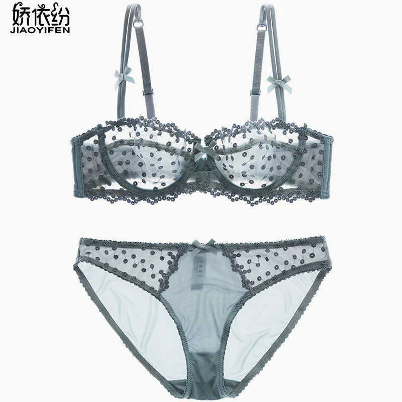 Briefs Panties New Women Ultra-thin Lace Hollow Underwear Set Two-row Breathable bra Sexy Bra Sets Lace Push Up Bra Brief Sets CD Cup L2304