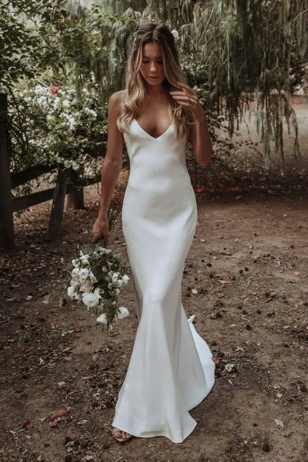 Simple elegant silk clearance wedding dresses