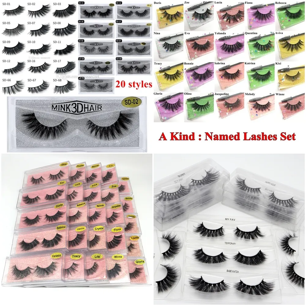 3D Mink Eyelashes Eyelash 3D Eye Makeup Mink Mink Lashes Soft Natural Natural Thice Fake Goyshes Lashes Extension Tools 20 Styles DHL Free R BL