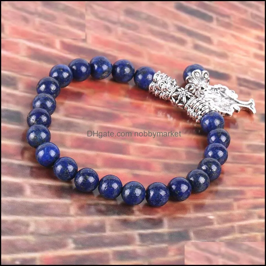 Chakra Natural Stone Lapis Lazuli Bracelets Tree of Life Bracelet Mala Beads Reiki Healing Meditation Energy Bangles