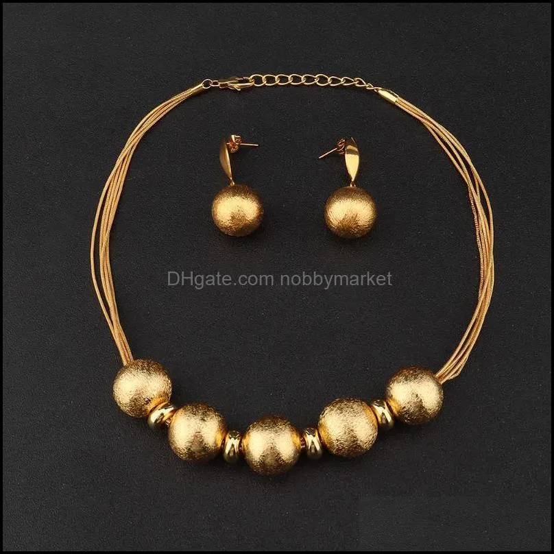 Earrings & Necklace Gold Beads Sets For Women 2022 Fashion Choker Clavicle Chain Chic Eardrop Christmas Year Gifts