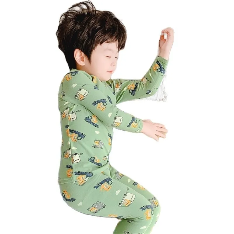 Children's autumn clothes long-sleeved cotton underwear two-piece suit boys pajamas spring and P4479 210622