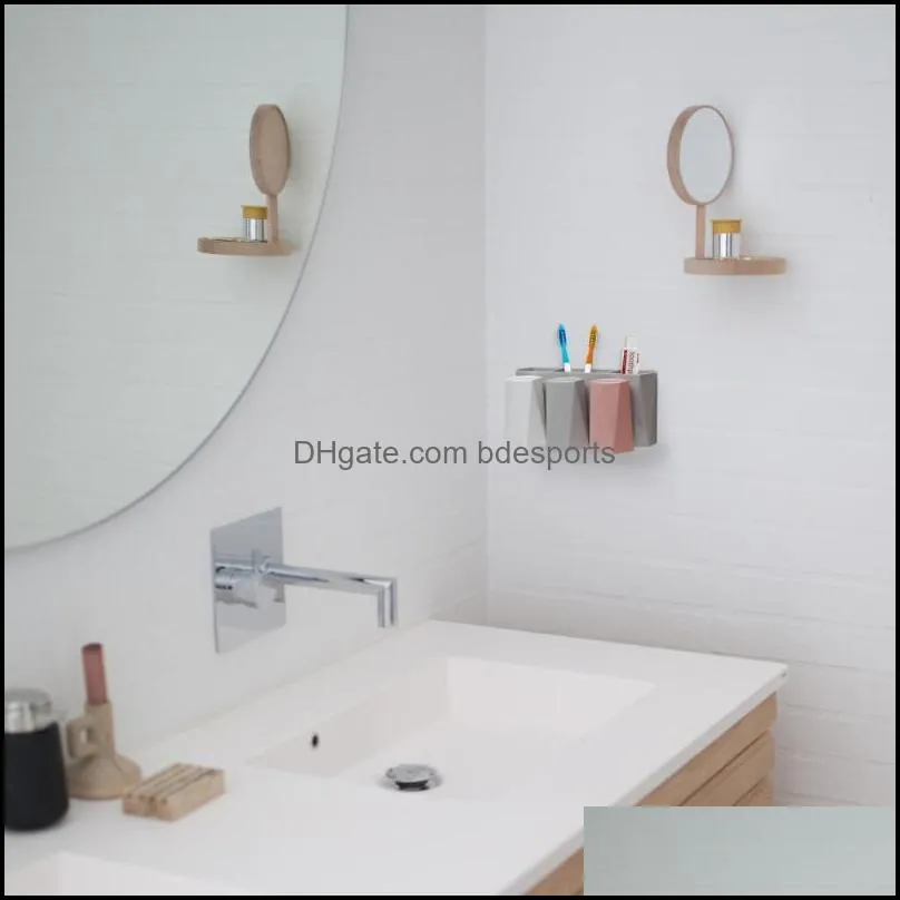 Bath Accessory Set 1 Plastic Wall Mounted Toothbrush Rack Shelf For Home Bar Bathroom