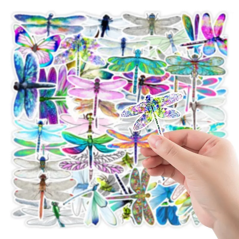 Gift Wrap 50pcs Colorful Dragonfly Stickers For Notebook Stationery Laptop Cute Sticker Aesthetic Craft Supplies Scrapbooking Material