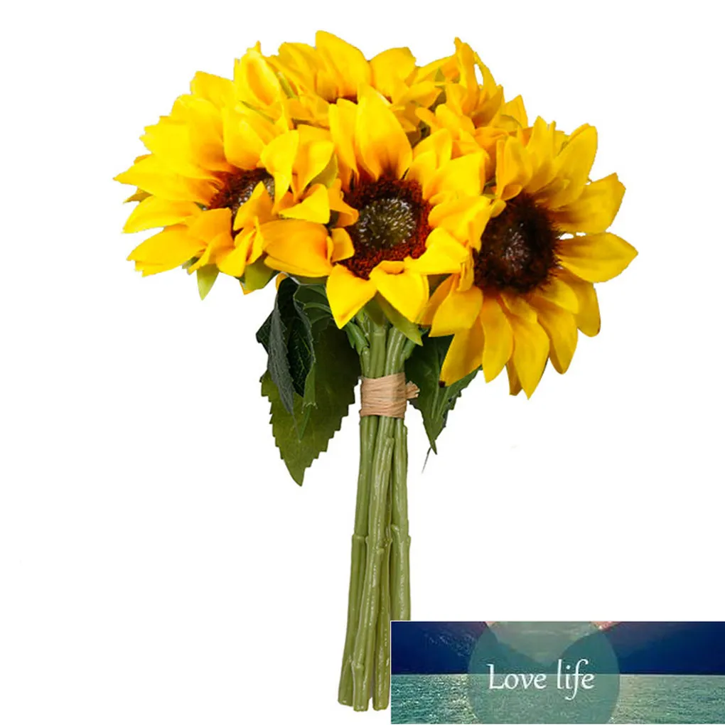 6 pcs / paquet simulation de tournesol artificiel fleur floral décor floral maison bureau faux tournesol