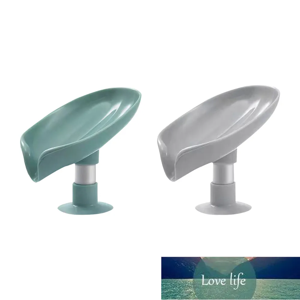 Leaf-Shaped Soap Dish Box Sovarhållare Drain Rack Toalett Tvål Box Perforerad Frittstående Sugkopp Resor Badrum Tillbehör Fabrikspris Expert Design Kvalitet