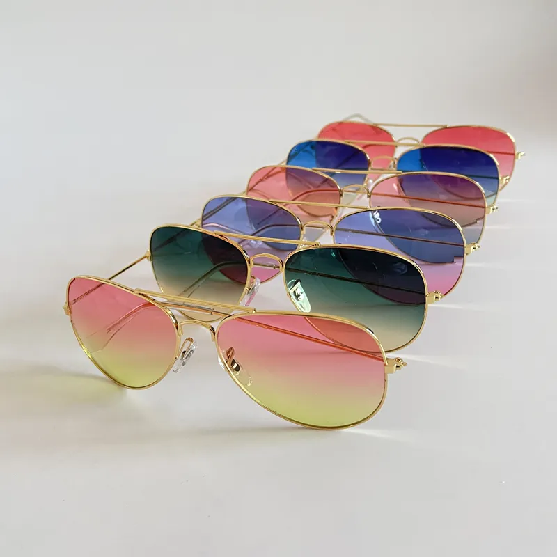 디자이너 그라디언트 파일럿 선글라스 패션 남자 여자 안경 브랜드 UV400 렌즈 태양 안경 6 색