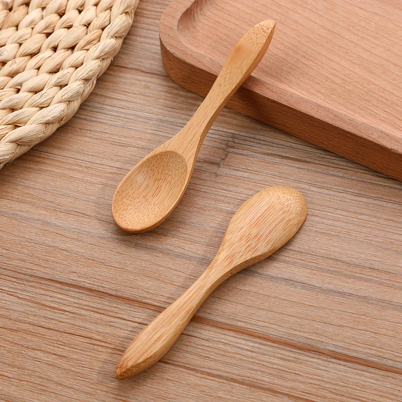 500Pcs/Lot 9cm 10cm Mini Bamboo Spoons Dessert Ice Cream Honey Spoon Baby Spoons Wholesale