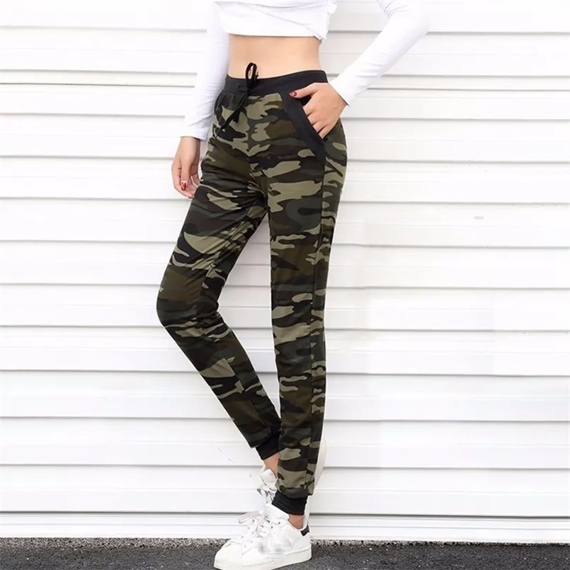 Aosheng Camouflage Joggers Женщины для спортивных штанов Гарем Камуляционные брюки Drawstring Pantalone Mujer Свободные повседневные женские штаны 211105