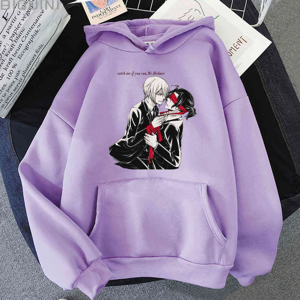 Anime Hoodie Women Oversized William and Sherlock Moriarty The Patriot Print Sweatshirt Spring/Autumn Harajuku Letter Casual Top Y0820