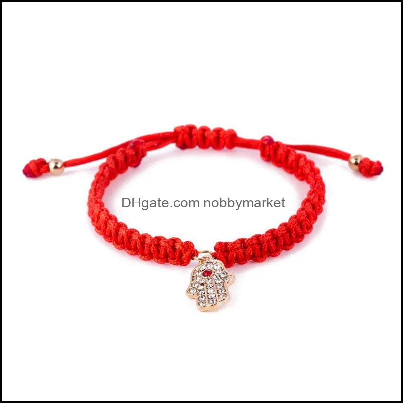 Fatima Hand Hamsa Evil Eye charm bracelets Red Braided String Rope chains Bangle For Women & Men Fashion DIY handmade Jewelry