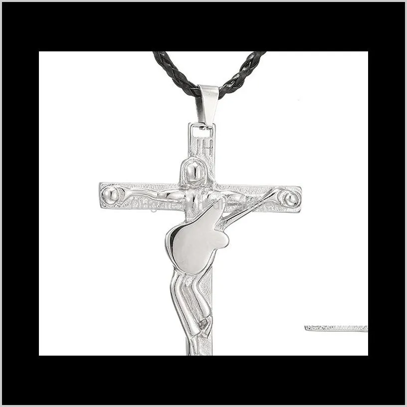 guitar cross pendant necklace men jewelry 316 stainless steel floating locket charms christian crucifix ps1191