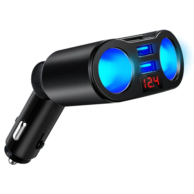Spina splitter presa accendisigari per auto per telefono cellulare MP3 DVR Accessori auto SUV con adattatore per porte caricabatterie USB doppio LED