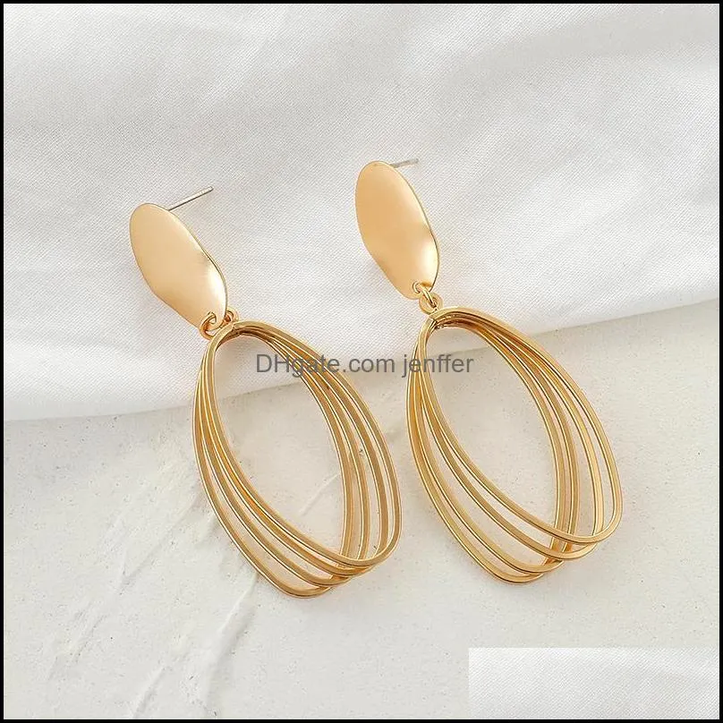 Dangle & Chandelier AENSOA Fashion Metal Statement Earrings 2021 Gold Color Geometric For Women Hanging Earring Jewelry