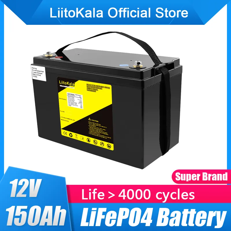 LiitoKala 12.8v 150AH lifepo4 battery pack with 100A BMS 12V 24V battery for RV Xenon light Solar energy storage Inverter /14.6V20A charger