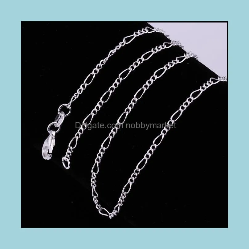 Łańcuchy Naszyjniki Wisiorki Biżuteria S Fine 925 Sterling Sier Naszyjnik 2mm 16-30 "Klasyczny Curb Chain Link Włochy Man Woman 15 sztuk / partia Drop Deli