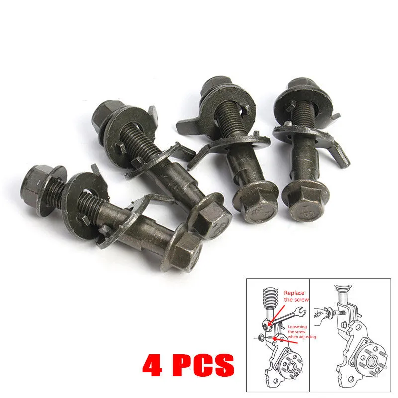 4 pcs 14mm carro de aço de quatro rodas alinhamento ajustável camber parafusos 10,9 kit de parafuso de intensidade came