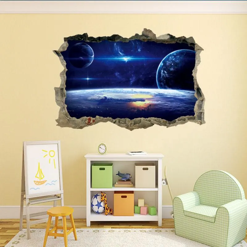 ウォールステッカーEl Starry 3Dシミュレーション風景デカールキッズルームの背景壁画の家の装飾の壁紙