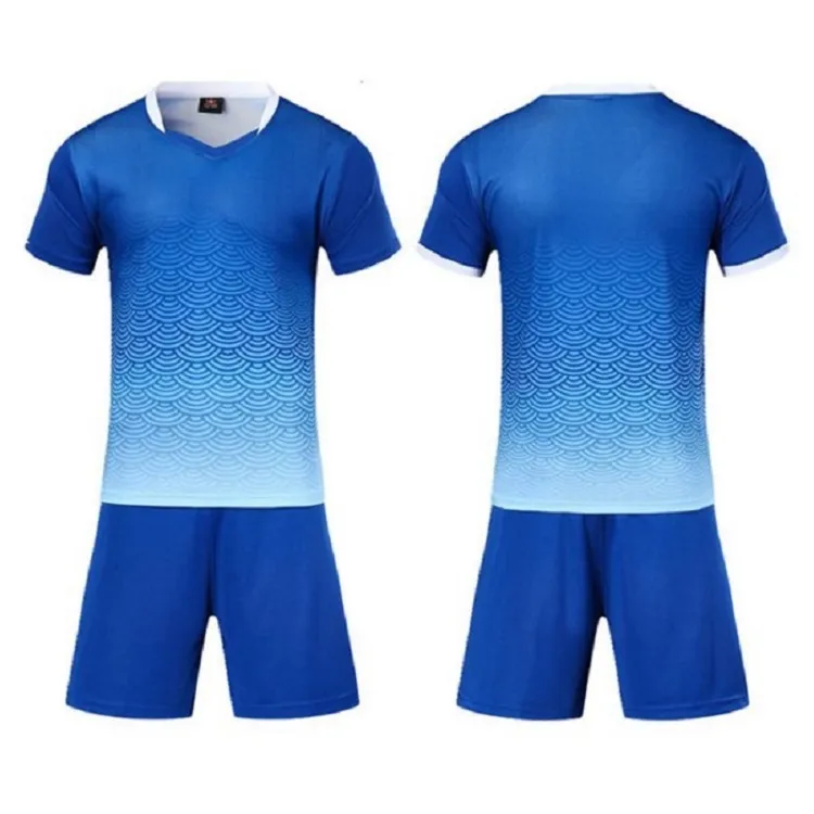 2021 Maillots de football personnalisés Ensembles de football bleu royal lisse absorbant la transpiration et respirant costume d'entraînement pour enfants Jersey 38