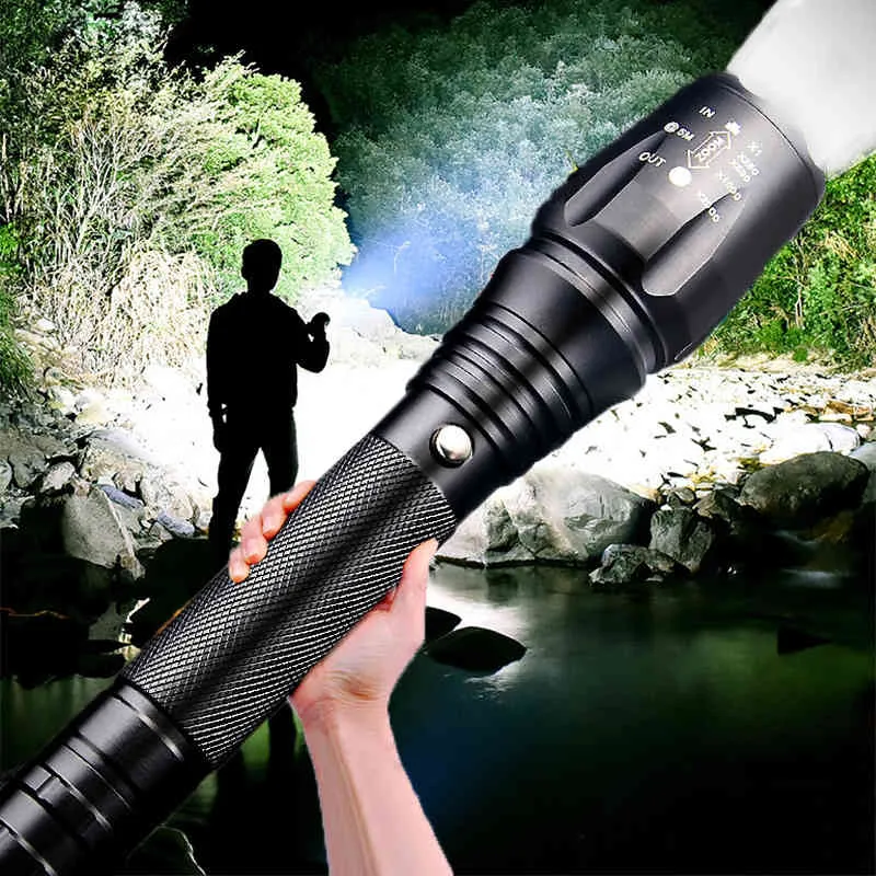 2021 Newest 100000 Lumens Most Powerful LED Flashlight Zoom 5 Modes Torch Tactical Flashlight Rechargeable Hand Lamp For Hunting 210322