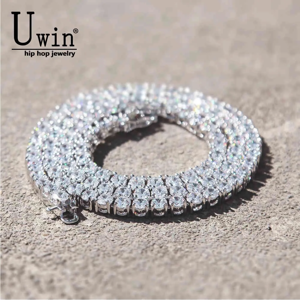 Uwin 3mm 4mm 5mm 8mm Tennis Chain Mens Zircon 1 Row CZ Iced Out Necklace Copper Hip Hop Jewelry Wholesale Dropshipping Gift X0509