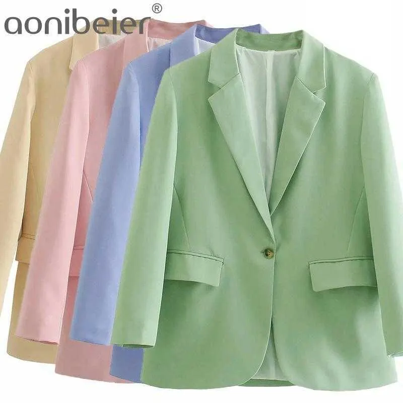 Groen kantoor dame pak jas zomer mode pols mouw single button vrouwen casual blazers vrouwelijke bovenkleding tops 210604