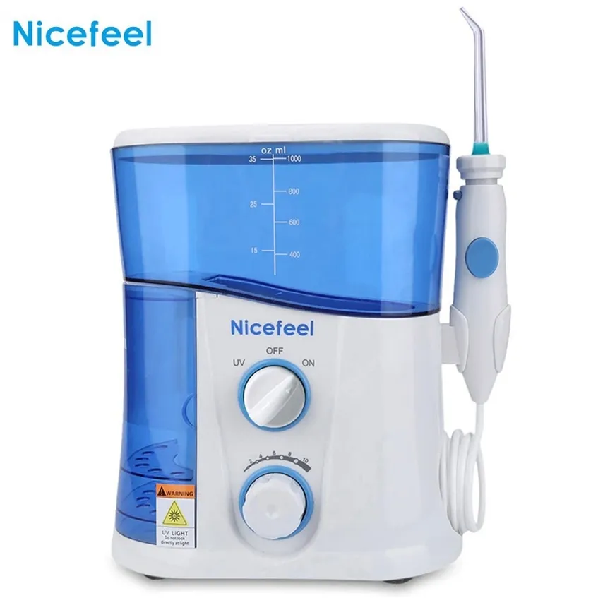 NICEFEEL FC188 Oral Irrigator Diş Jet SPA UV Sterilizasyon Su Flosser Diş Beyazlatma İpuçları ile Aile için 7 Nozul 220224