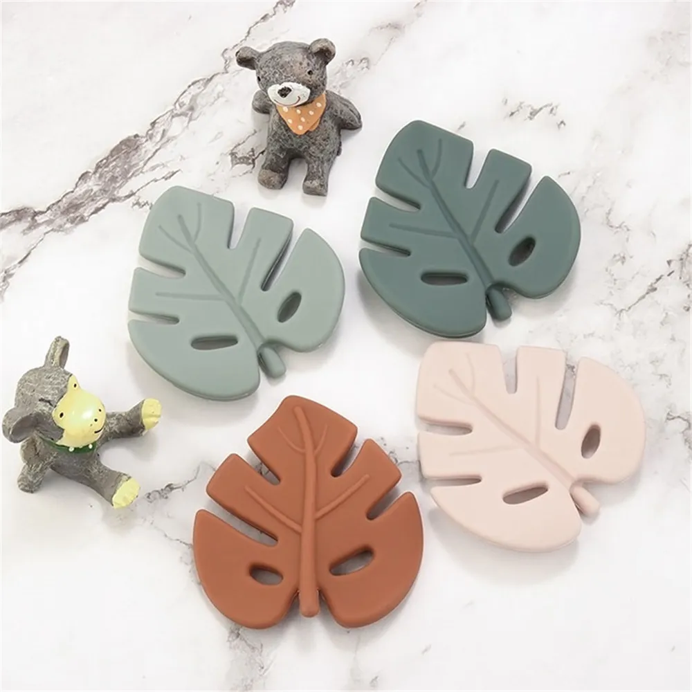 Baby Tree Leaf Silicone Teether Nyfödda Molar Soother Infant Tanding Chewing Presenter till