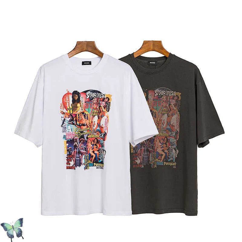 Męskie tshirts Nowe Welldone Digital Printing T Shirt Men Men Hiphop Urban Streetwear Zrobiliśmy Tshirts Trendy Casual Tshirt x