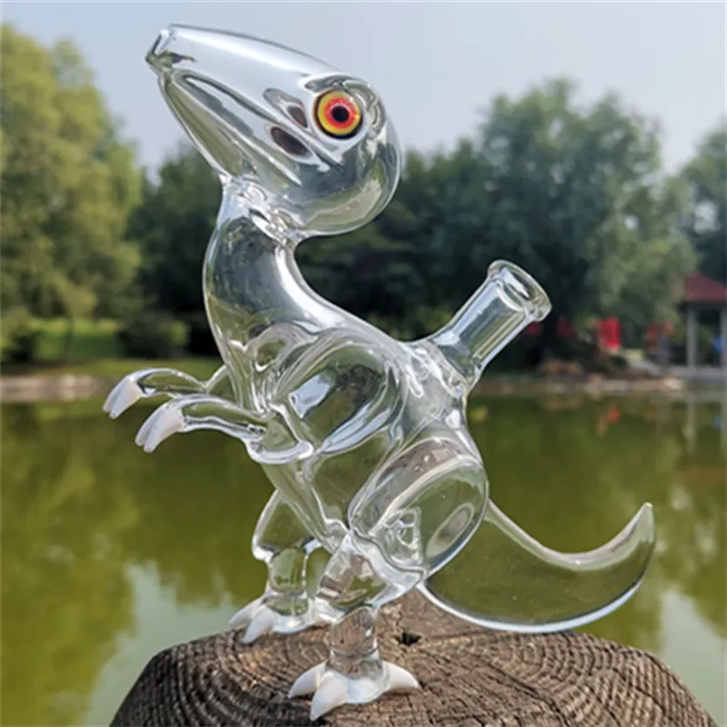 Dino vattenbong i glas med 10 mm fog för honor, oljerigg vattenpipor Pipe Bubbler Bongs Quartz Banger