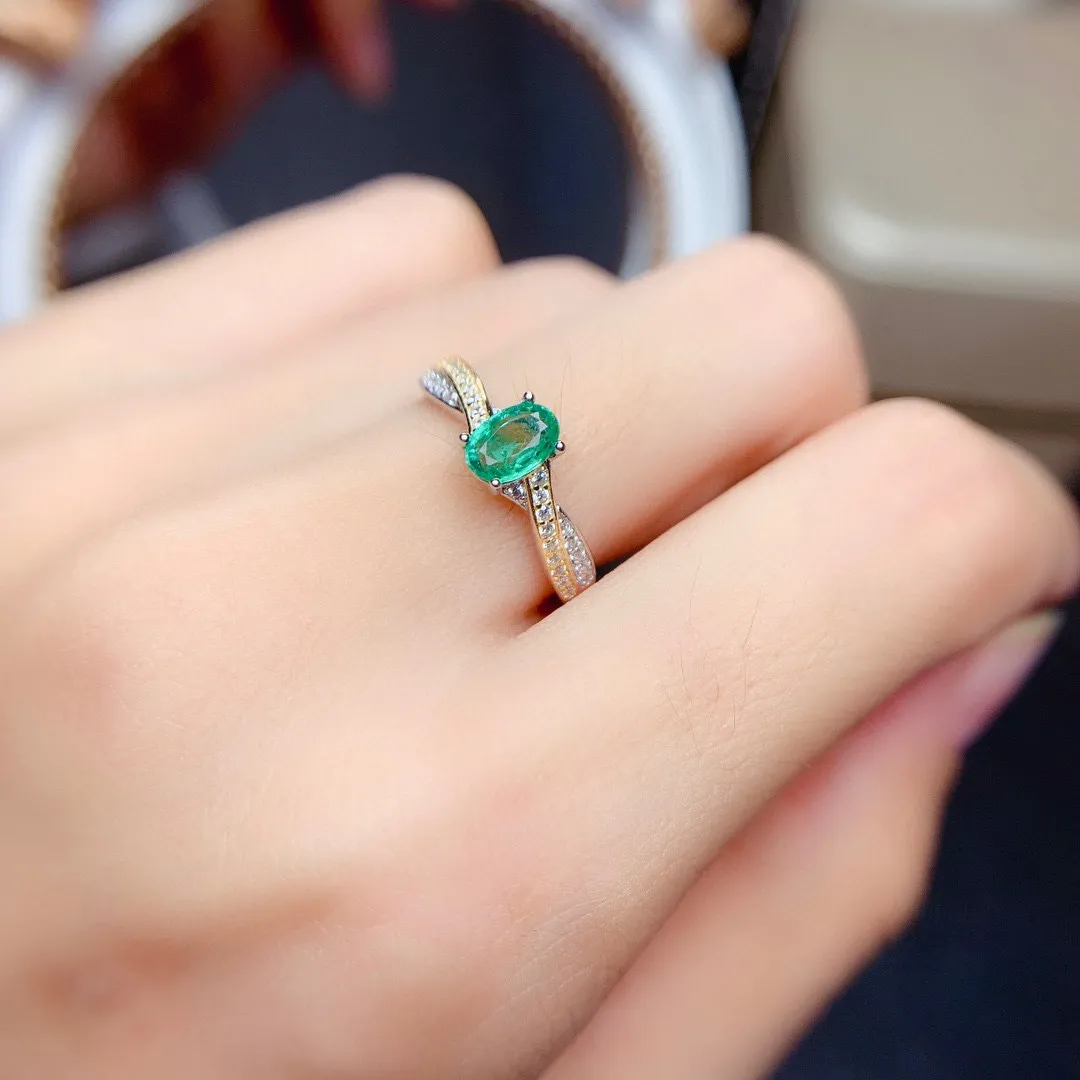 Bague En Argent 925 Avec émeraude De Labo - Taille 8, Faite Main, Neuf Sans Boîte