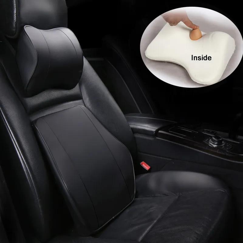 Oreiller appui-tête de voiture en cuir Pu, mousse à mémoire de forme, oreiller cervical confortable, Support adapté à la plupart des voitures, qualité garantie E1 X30