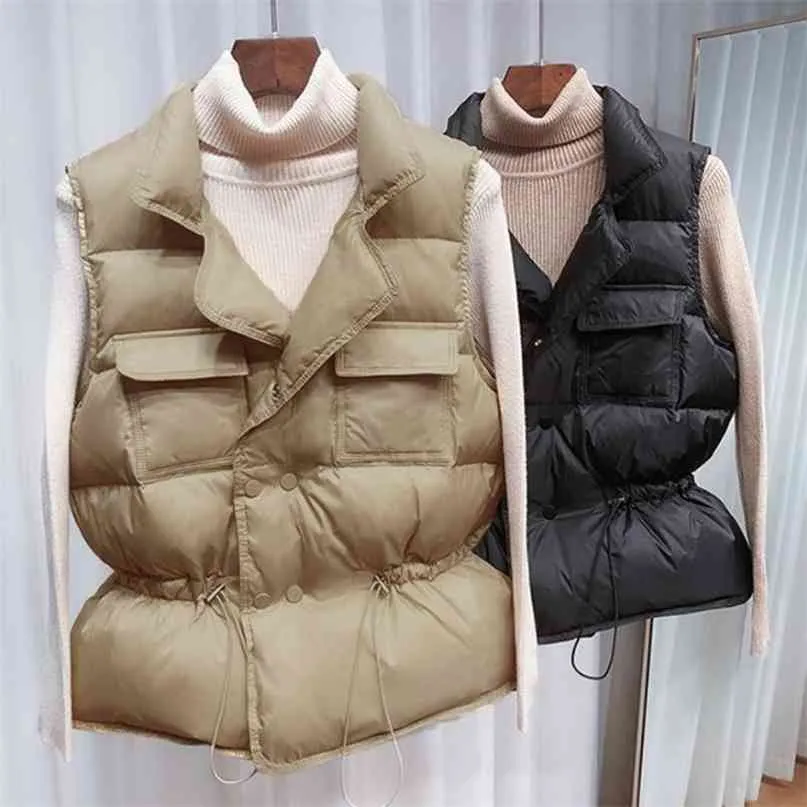 Winter Down Vests Women Sleeveless Bodywarmer Woman Jacket Windbreaker Clothes Lightweight Coat Warm Waistcoat 210915