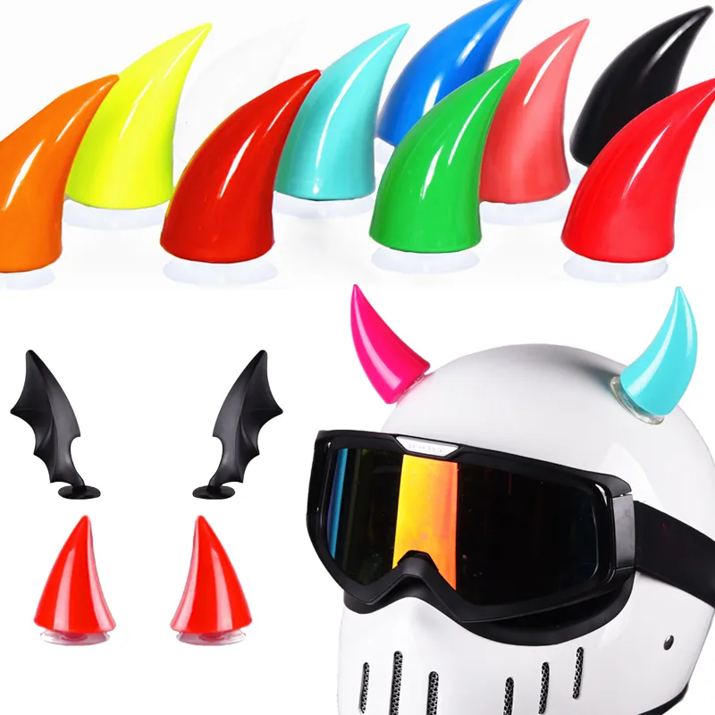 2 ADET Renkli Kask Şeytan Boynuzları Motosiklet Elektrikli Araba Styling Etiketler Uzun Kısa