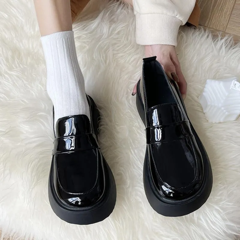 Dress Shoes Women Vintage Lolita Cosplay Jk Uniform Platform Pu Leather Retro Harajuku College Style Mary Jane Black