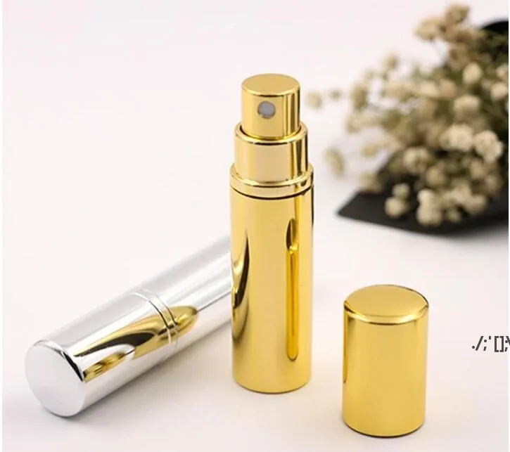 Brillant Or Argent 5 ml Rechargeable Portable Mini bouteille En Aluminium Pulvérisation Atomiseur Vide Pulvérisation Atomiseur Conteneur LLE11833