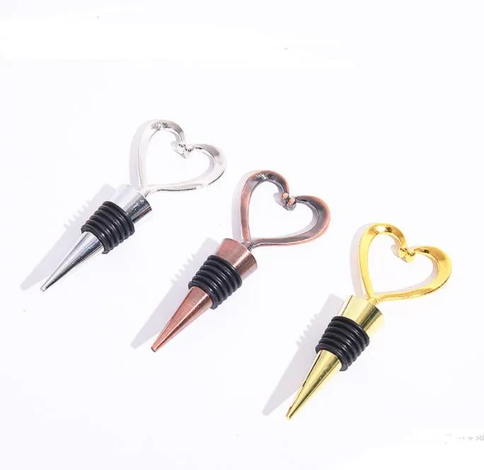 Champagne shape of love Metal Wine Bottle Stopper Tools Rose Gold Silver Elegant Heart Lover Shaped Red Wine-Stopper Kitchen Tool SN3261