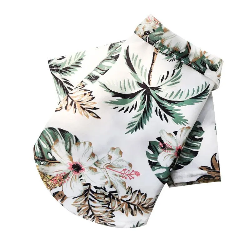 قمصان كلب الملابس الصيفية الملابس الشاطئ سترة ملابس الحيوانات الأليفة تي شيرت الزهور هاواي لصغيرة كبيرة