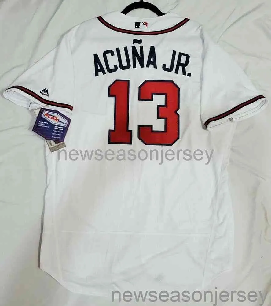 Zszyta Retro Jersey Ronald Acuna Jr. Jersey Base Men Men Men Jersey Baseball Jersey XS-5xl 6xl