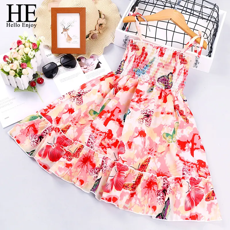 2021 Summer Girls Dresses Teenager Version Floral Princess Baby Kids Clothes Children Dress