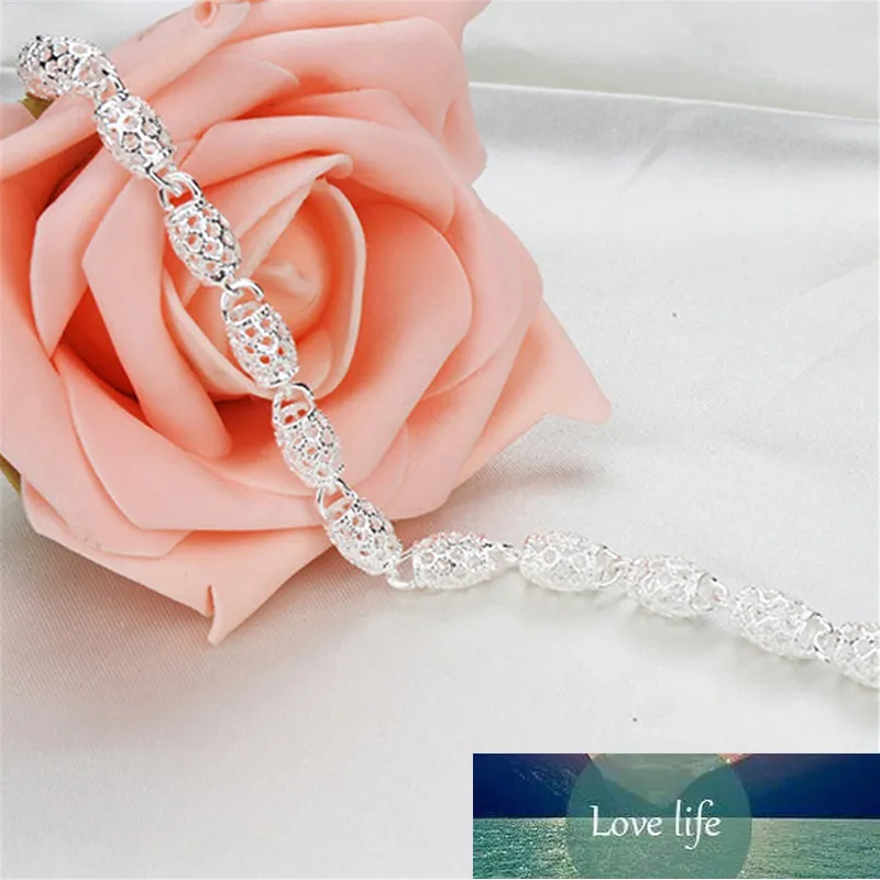 Charme chaud mode argent couleur Fine boule perles creuses Bracelet pour femme de haute qualité élégant bijoux en gros
