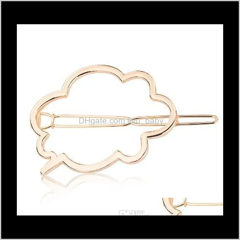 fashion clouds hair pins clamp girls /ladies geometric gold silver cut out metal hairpin hair clip