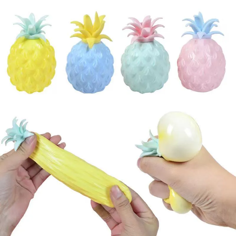 Creative Children`s Color Cartoon Cute Pineapple Finger Squeeze Elastic Soft Toy Adult Office Stress Ball Portable Holiday And Party Gifts DH8768