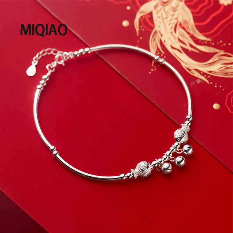 MIQIAO Bracciale sulla gamba Cavigliera di pesce Gioielli per le donne Regalo Argento sterling 925 Tubo curvo Catena del piede Ornamento femminile Marino