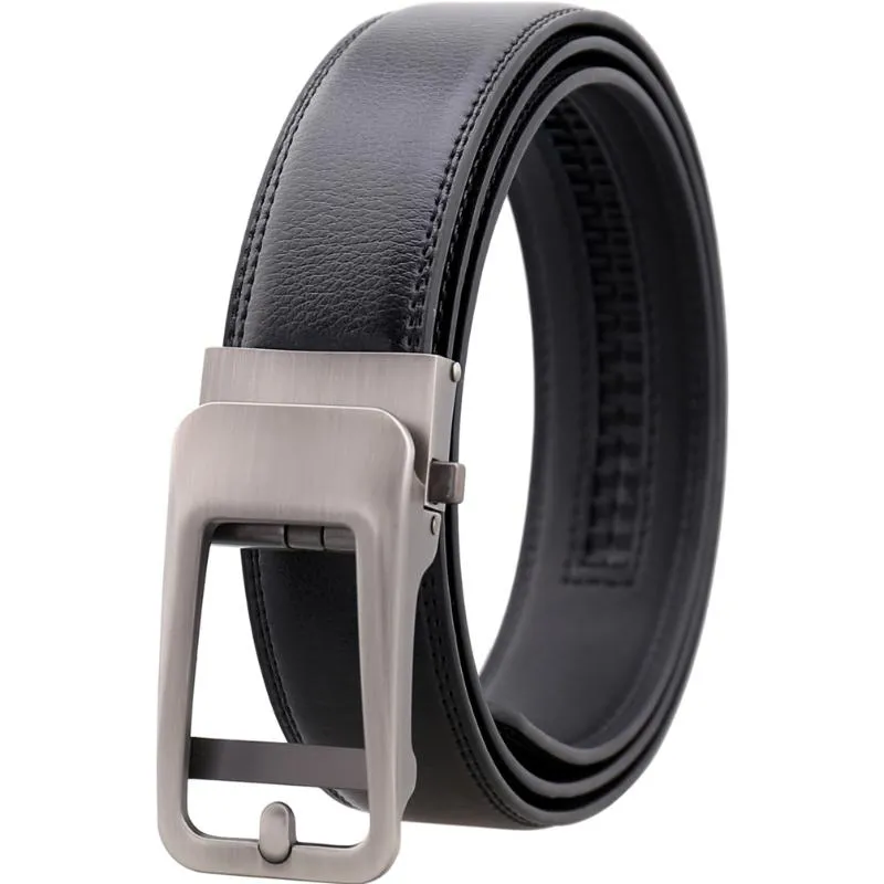Belts FANGE Men Belt Leather Automatic Buckle High Quality Male Fashion Jeans Chain Stretch Solid Luxury Bland Black FG396-2