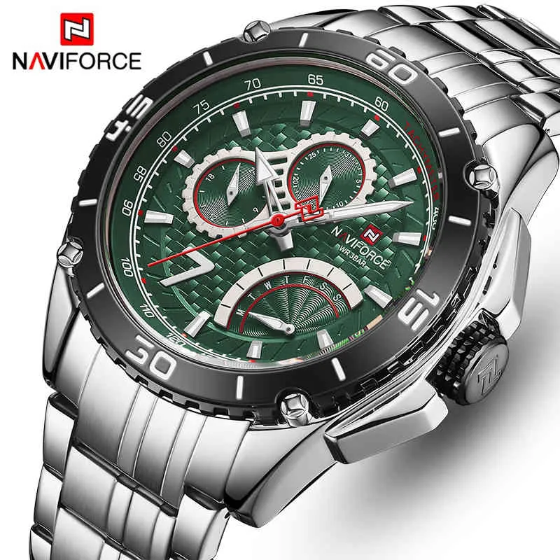 NAVIFORCE Watch Men Luxury Brand Fashion Sport Quartz Mens Watches Stainless Steel Business Waterproof Clock Relogio Masculino 210517